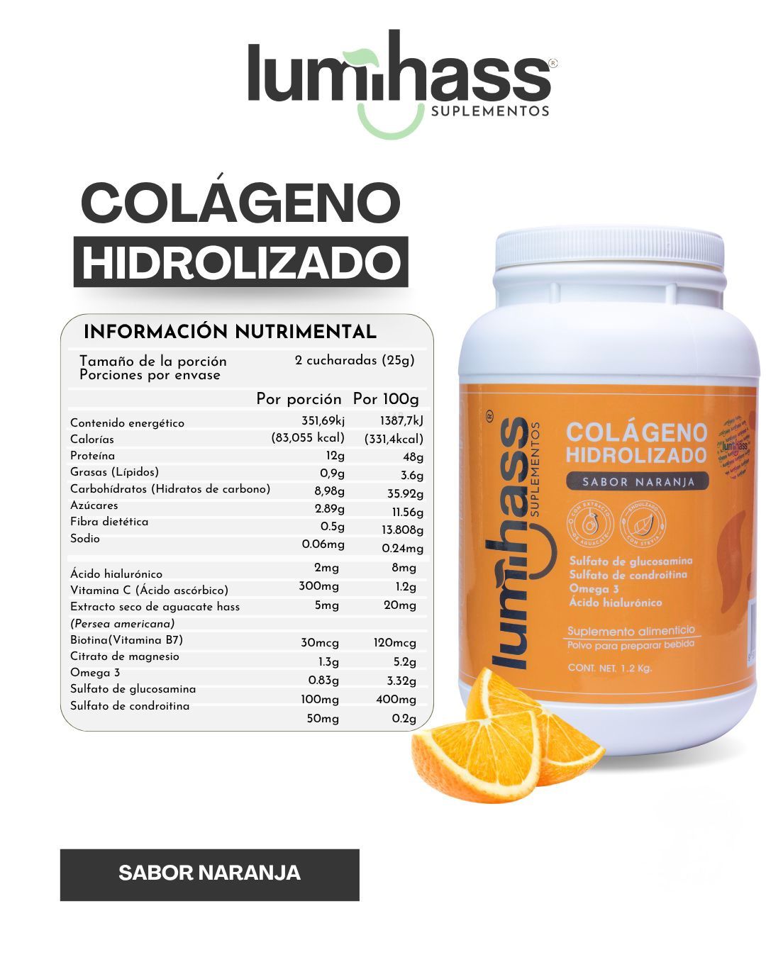 Colágeno Lumihass 3 Pzas Sabor Fresa Arandano Y Naranja +dx