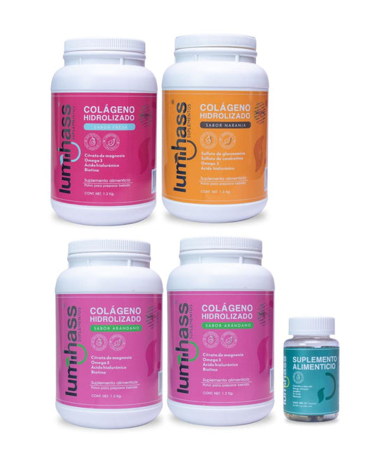 Colágeno Lumihass 4 Pzas 2 Arándano + 1 Naranja + 1 Fresa+ 1 Detox de regalo